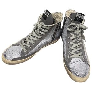 Golden Goose Francy Silver glitter fashion sneaker sz 39